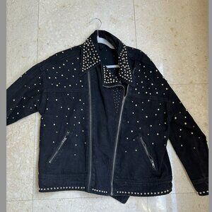 NastyGal Cowboy beaded black jean jacket